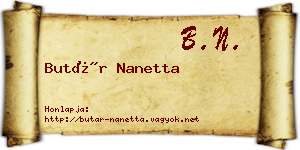 Butár Nanetta névjegykártya