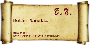 Butár Nanetta névjegykártya